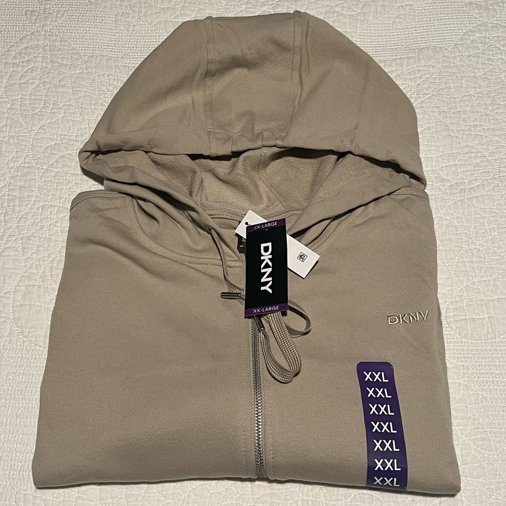 🆕 DKNY Women's Terry Zip Front Jacket in the color Pebble Size:XXL - Picture 4 of 14
